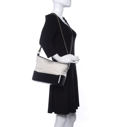 Chanel Aged Calfskin Quilted Medium Gabrielle Hobo Black White 2 of 10