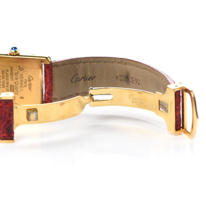 Cartier Sterling Silver Vermeil Alligator 23mm Must de Cartier Tank Quartz Watch Red 5 of 6