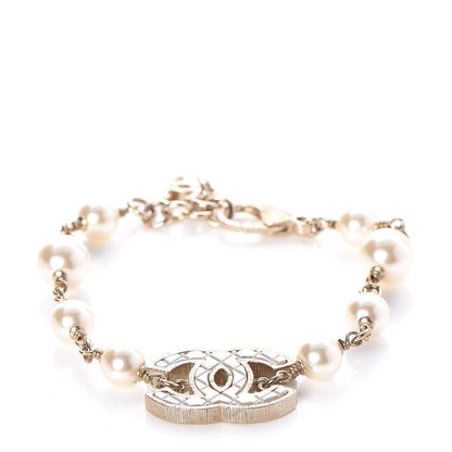 Chanel Pearl Metal Quilted CC Bracelet Gold 1 of 6