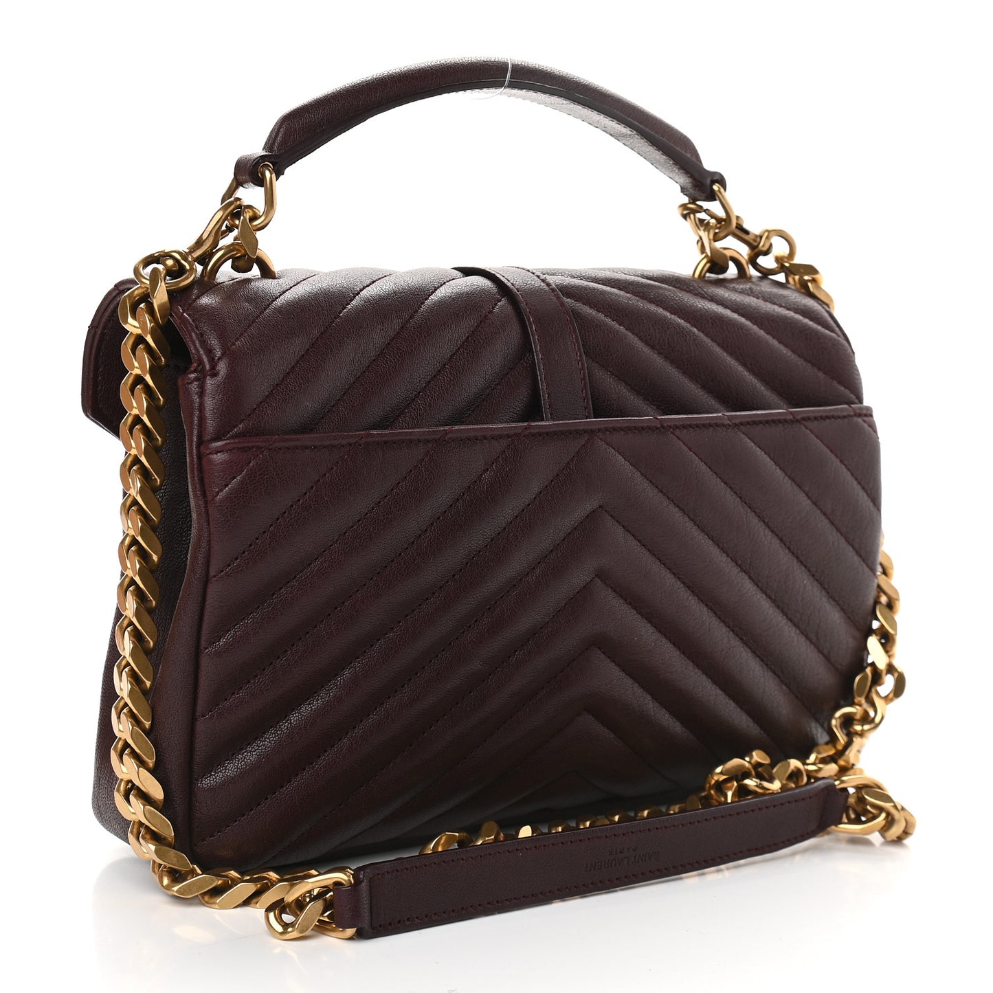 Sheepskin Matelasse Chevron Monogram Medium College Bag Amaranto
