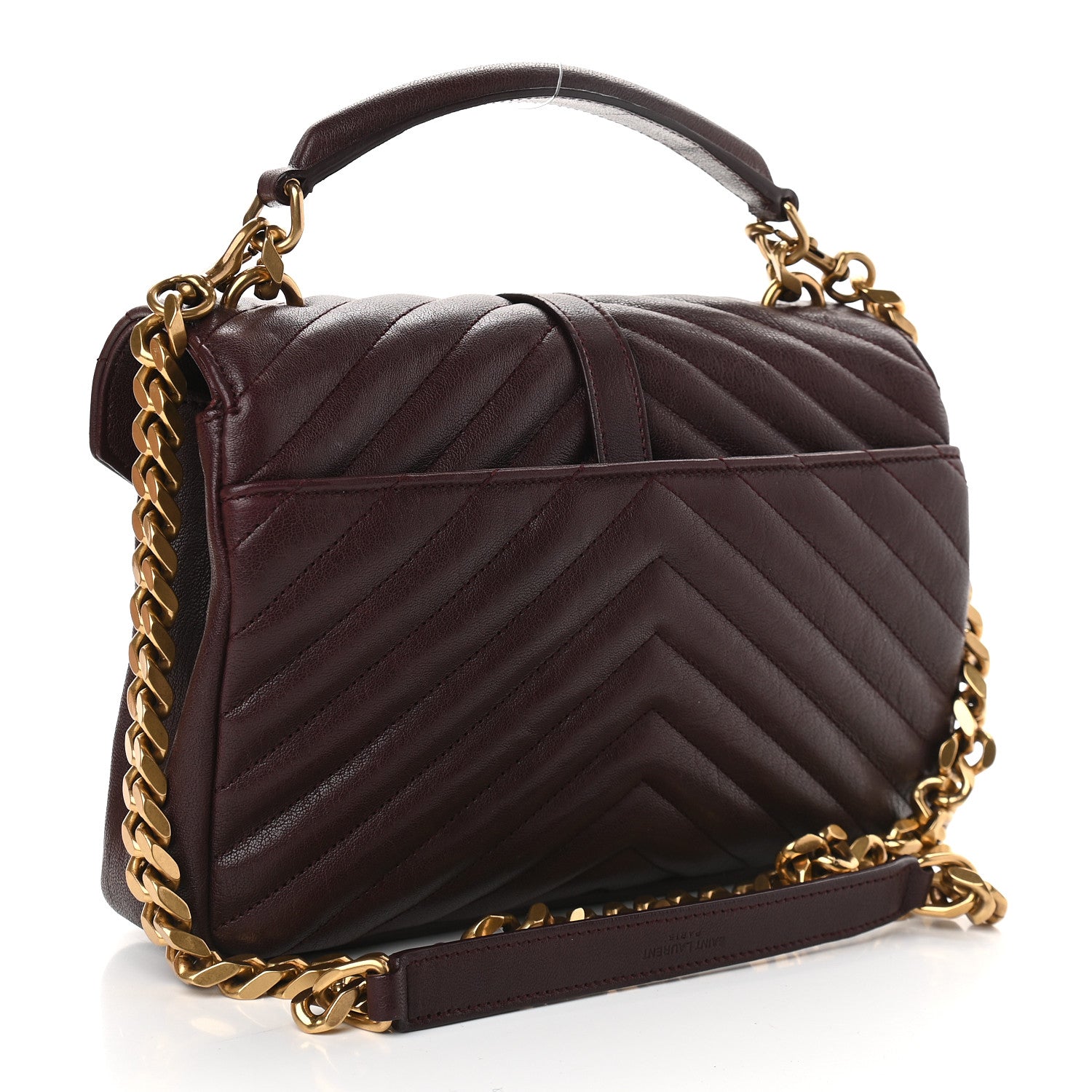 Saint Laurent Sheepskin Matelasse Chevron Monogram Medium College Bag Amaranto 2 of 8