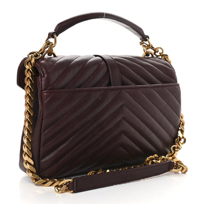 Saint Laurent Sheepskin Matelasse Chevron Monogram Medium College Bag Amaranto 2 of 8