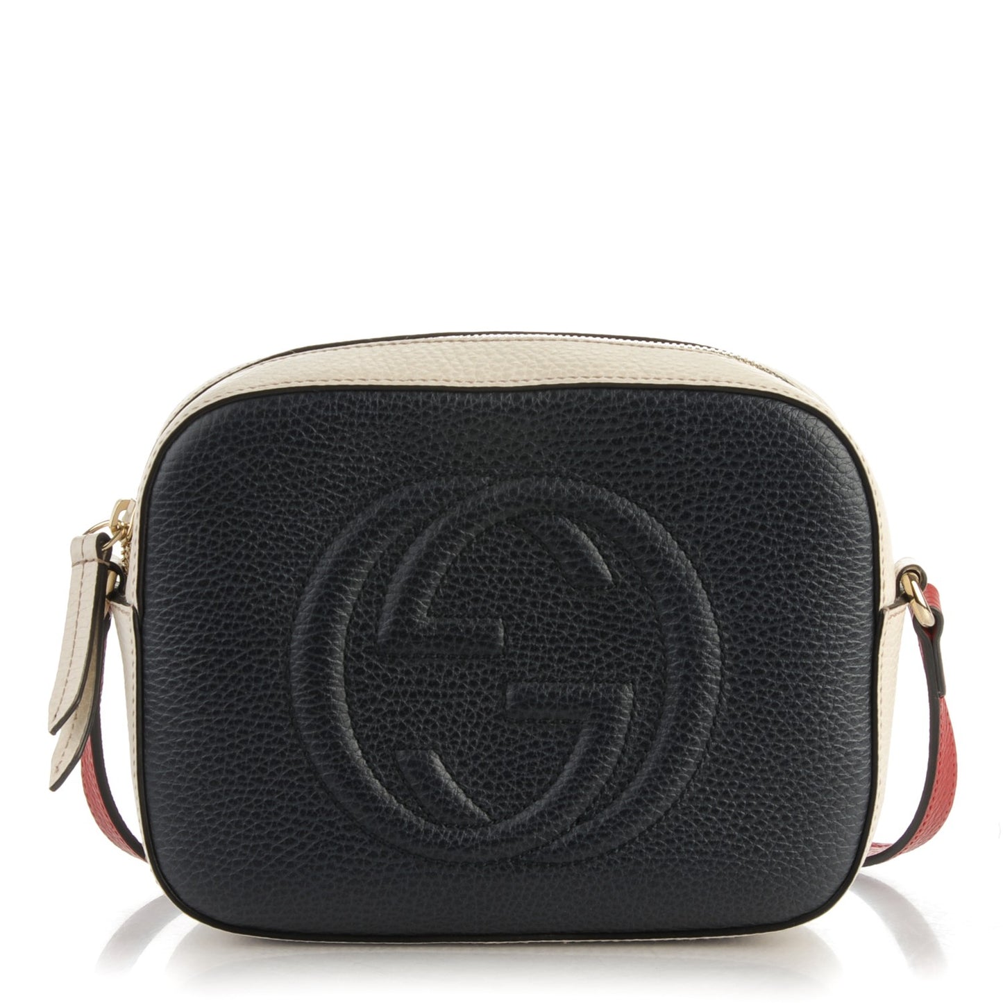 Dollar Calfskin Small Soho Disco Bag Blue Hibiscus Red Mystic White