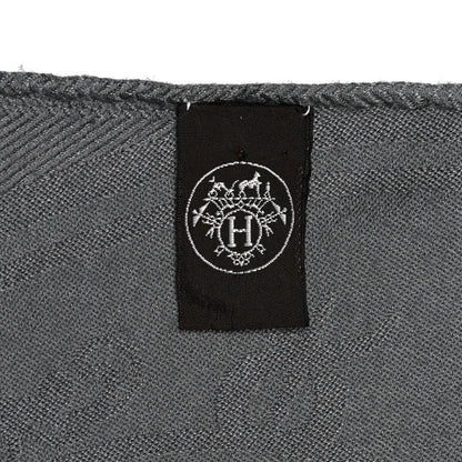 Hermes Cashmere Silk Jacquard New Libris Scarf Gris Souris 3 of 4
