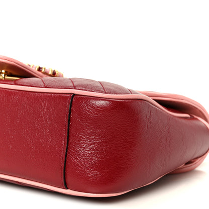 Gucci Azalea Calfskin Enamel Matelasse Diagonal Small Torchon GG Marmont Shoulder Bag New Cherry Red Wild Rose 11 of 11