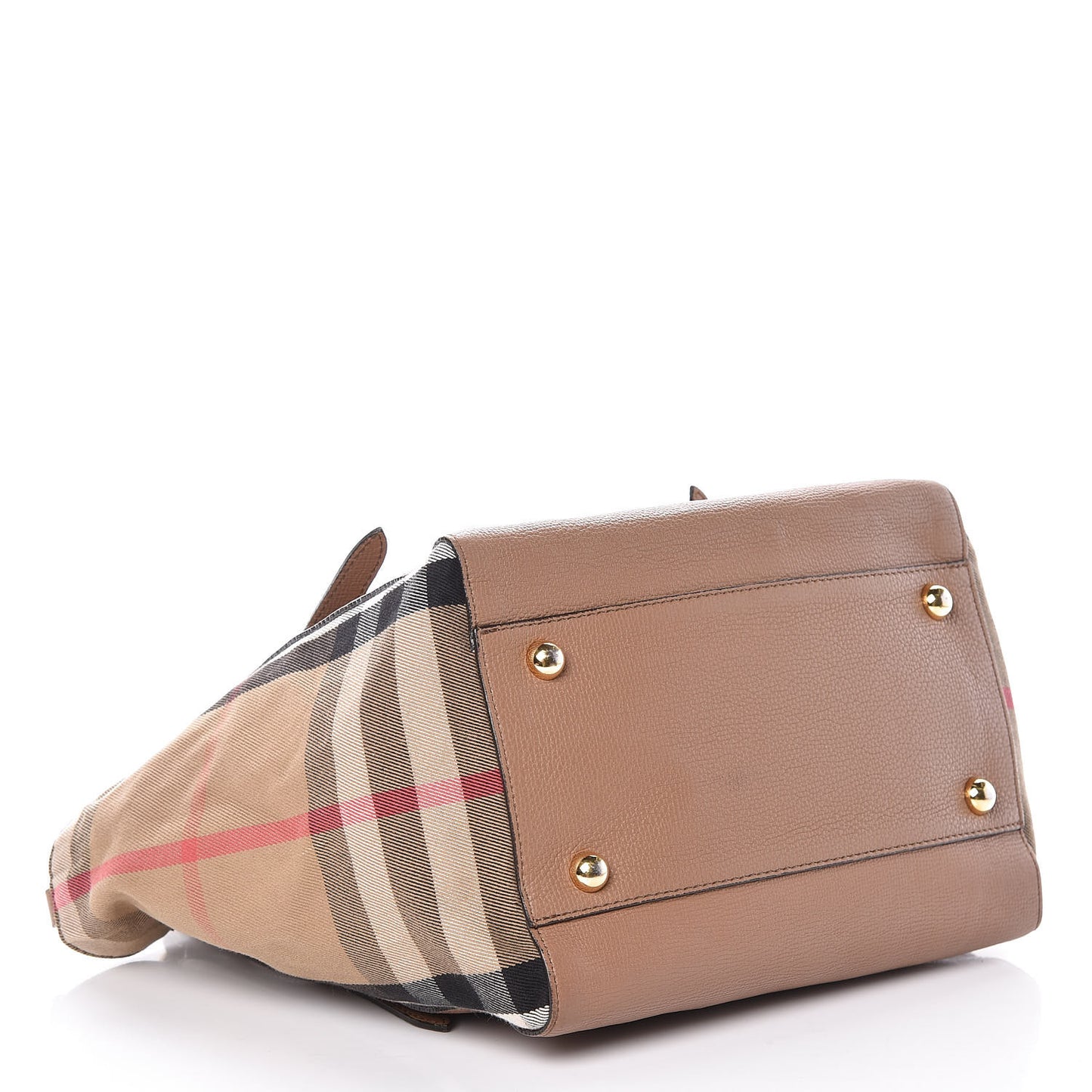 Grainy Calfskin House Check Small Canterbury Tote Tan
