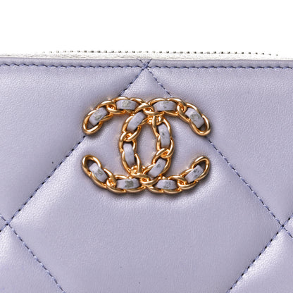 Chanel Lambskin Quilted Chanel 19 Zip Around Coin Purse Wallet Light Purple 11 of 12
