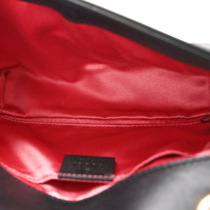 Gucci Calfskin Matelasse Mini GG Marmont Shoulder Bag Black White 5 of 9