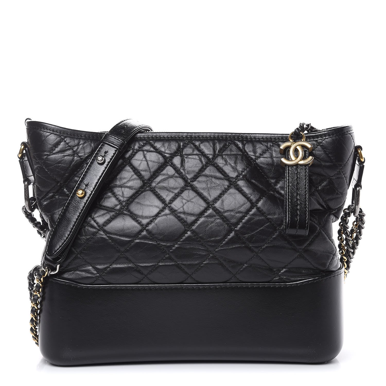 Chanel Aged Calfskin Quilted Medium Gabrielle Hobo Black 1 of 12