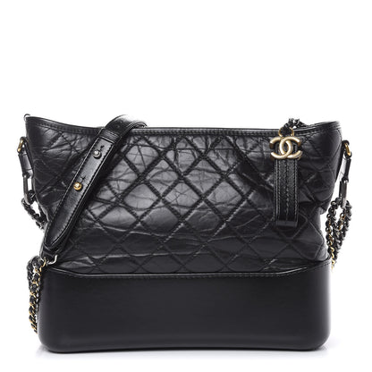 Chanel Aged Calfskin Quilted Medium Gabrielle Hobo Black 1 of 12