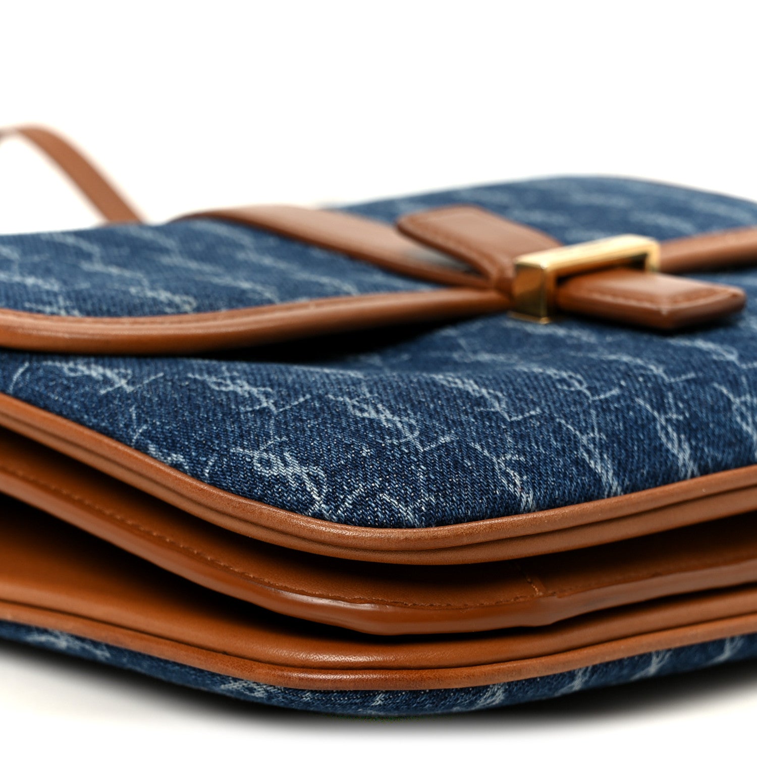 Saint Laurent Denim All-Over Monogram Small Le Monogramme Satchel Navy Blue 10 of 11