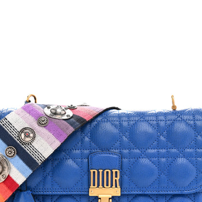 Christian Dior Goatskin Cannage Large Dioraddict Flap Bohemian Strap Blue 8 of 11