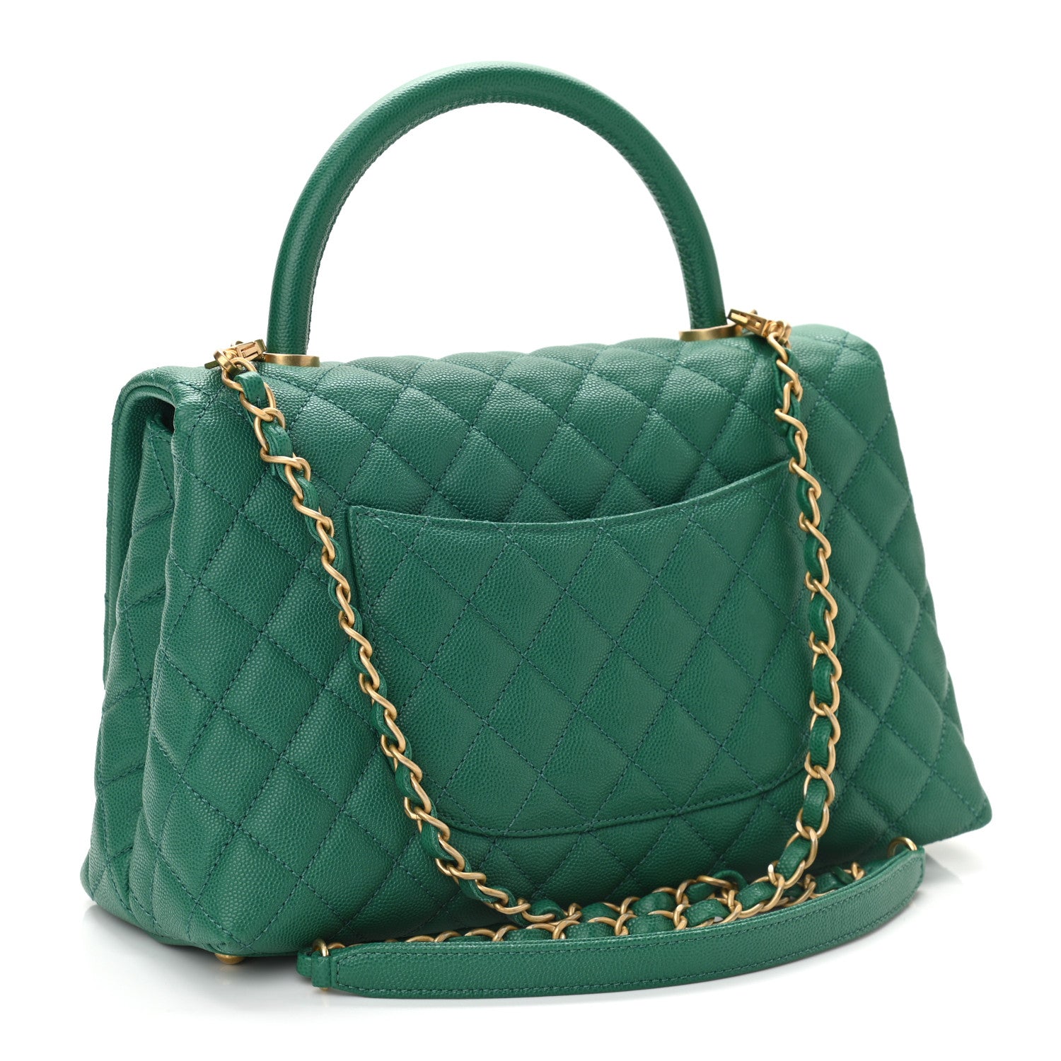 Chanel Caviar Quilted Small Coco Handle Flap Green 3 of 10