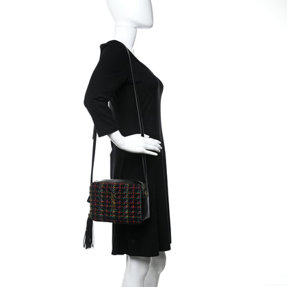 Saint Laurent Tweed Calfskin Monogram Lou Camera Bag Black 3 of 11