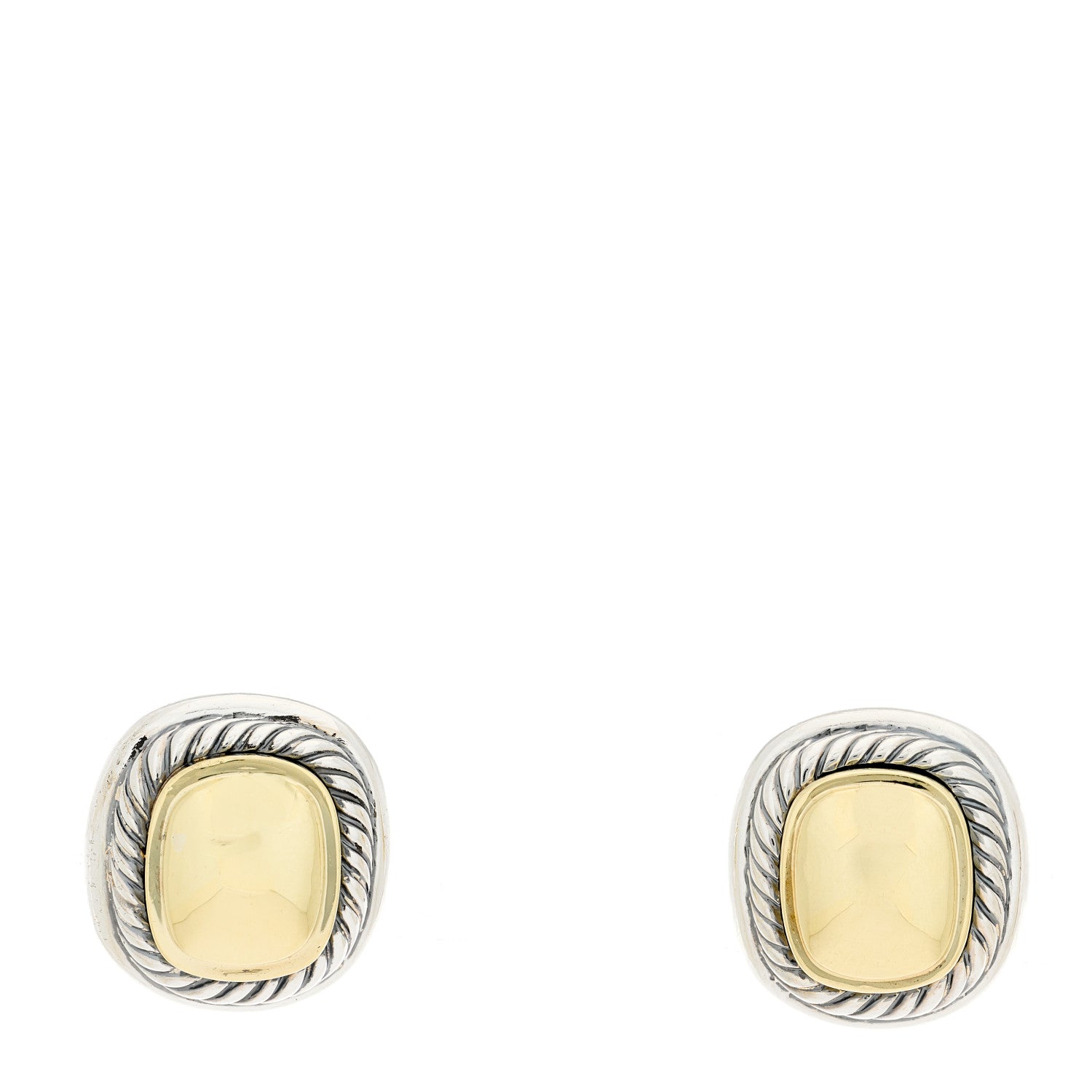 David Yurman Sterling Silver 14K Yellow Gold 11mm Albion Earrings 1 of 4