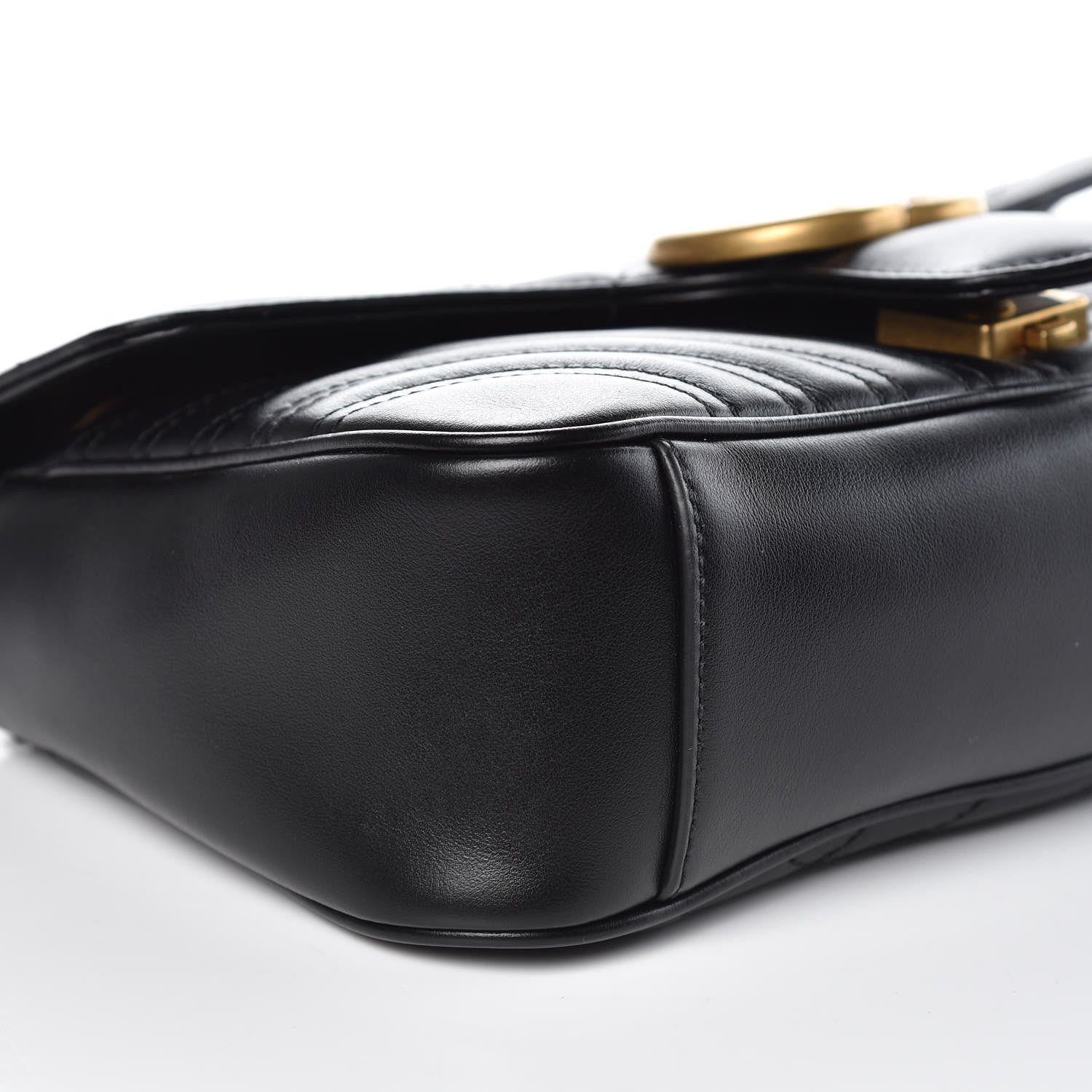 Gucci Calfskin Matelasse Small GG Marmont Shoulder Bag Black 8 of 9