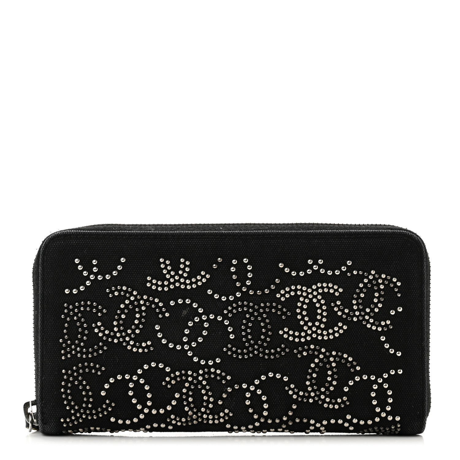 Chanel Canvas Studded CC Gusset Zip Around Wallet Black 1 of 12