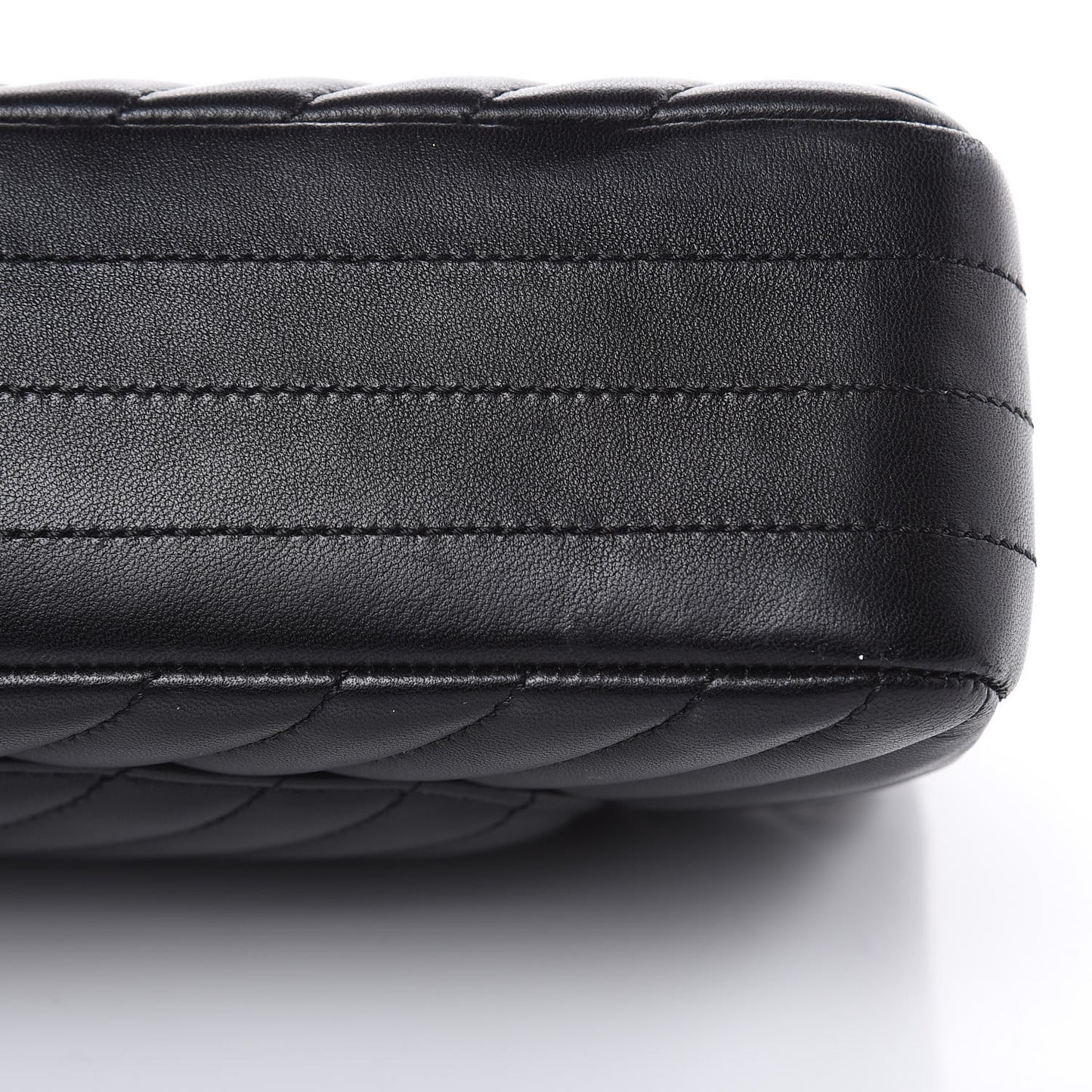 Lambskin Chevron Quilted Medium Double Flap Black