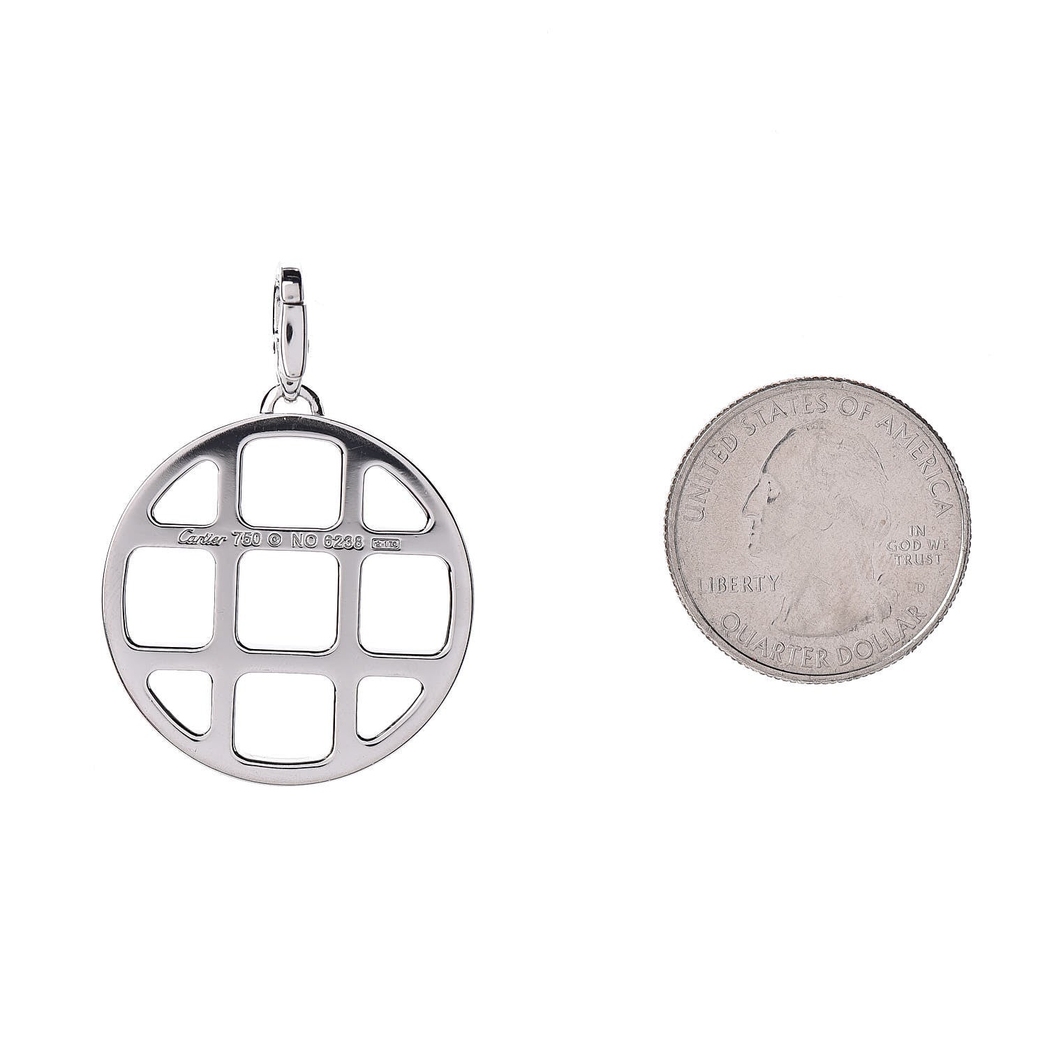 Cartier 18K White Gold Diamond Pasha de Grid Charm Pendant 2 of 3