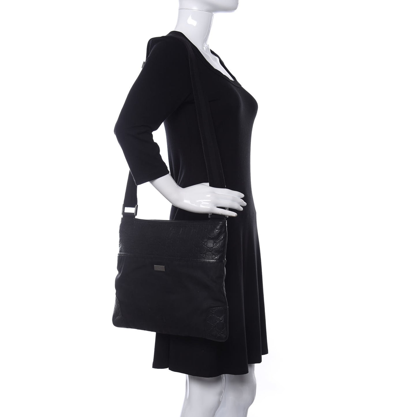 Guccissima Nylon Messenger Bag Black