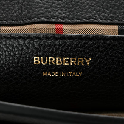 Burberry Coated Canvas Calfskin Vintage Check Medium Note Crossbody Bag Black 6 of 9