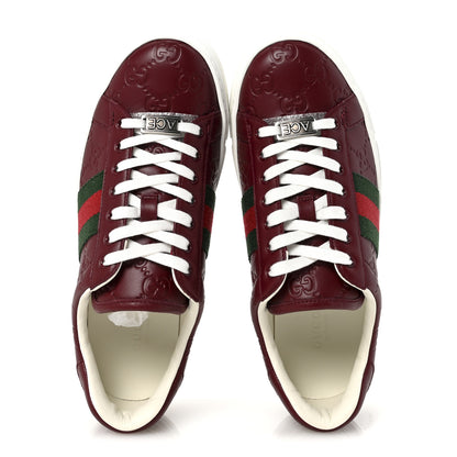 Gucci Calfskin GG Embossed Web Mens Ace Sneakers  36.5 Ancora Red 2 of 9
