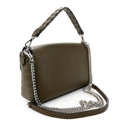 Fendi Cuoio Roma Sellerissima Nappa Sintetica Tape Stitch Mini Baguette Argento 3 of 10