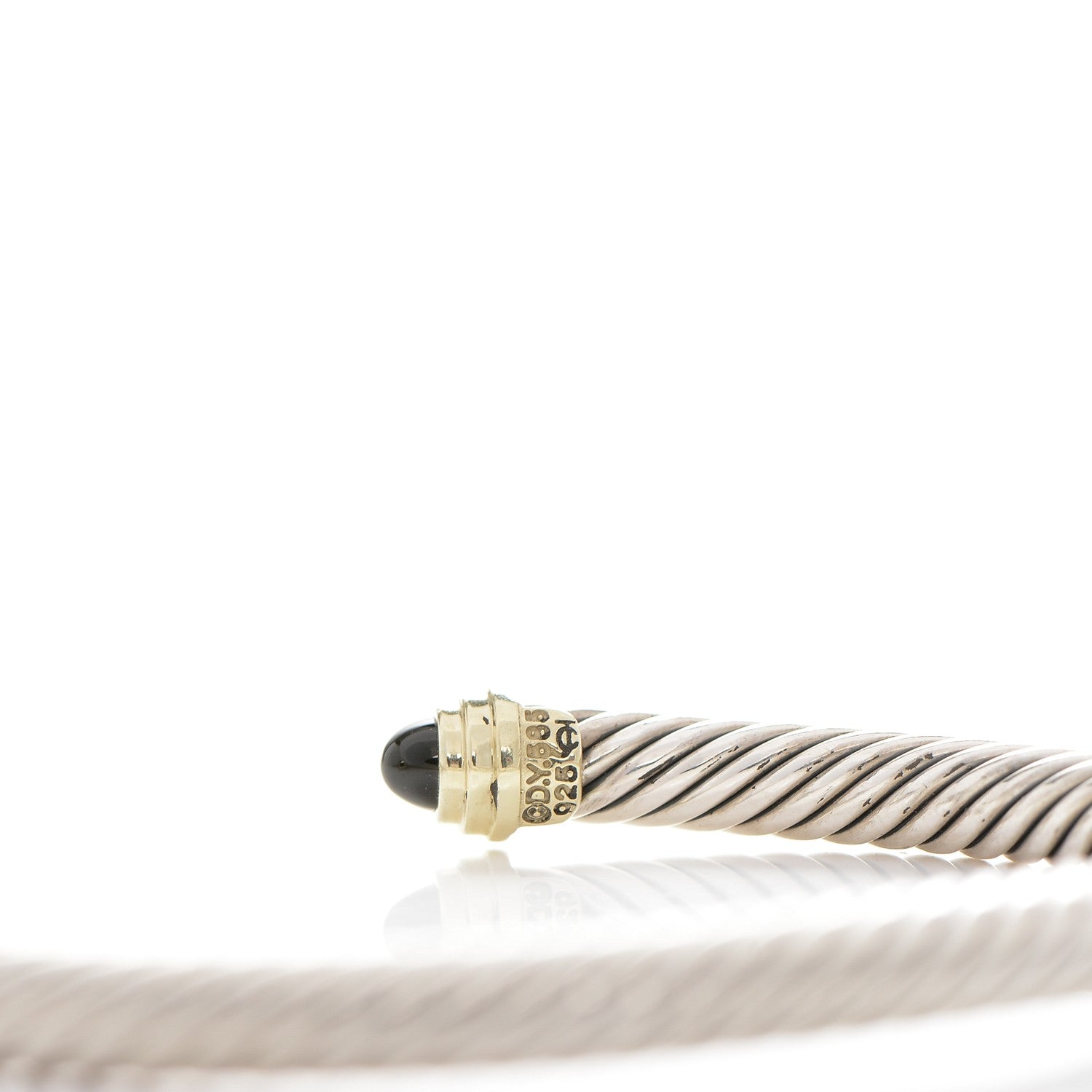 David Yurman Sterling Silver 14K Yellow Gold Black Onyx 5mm Cable Classics Petite Color Bracelet 4 of 4
