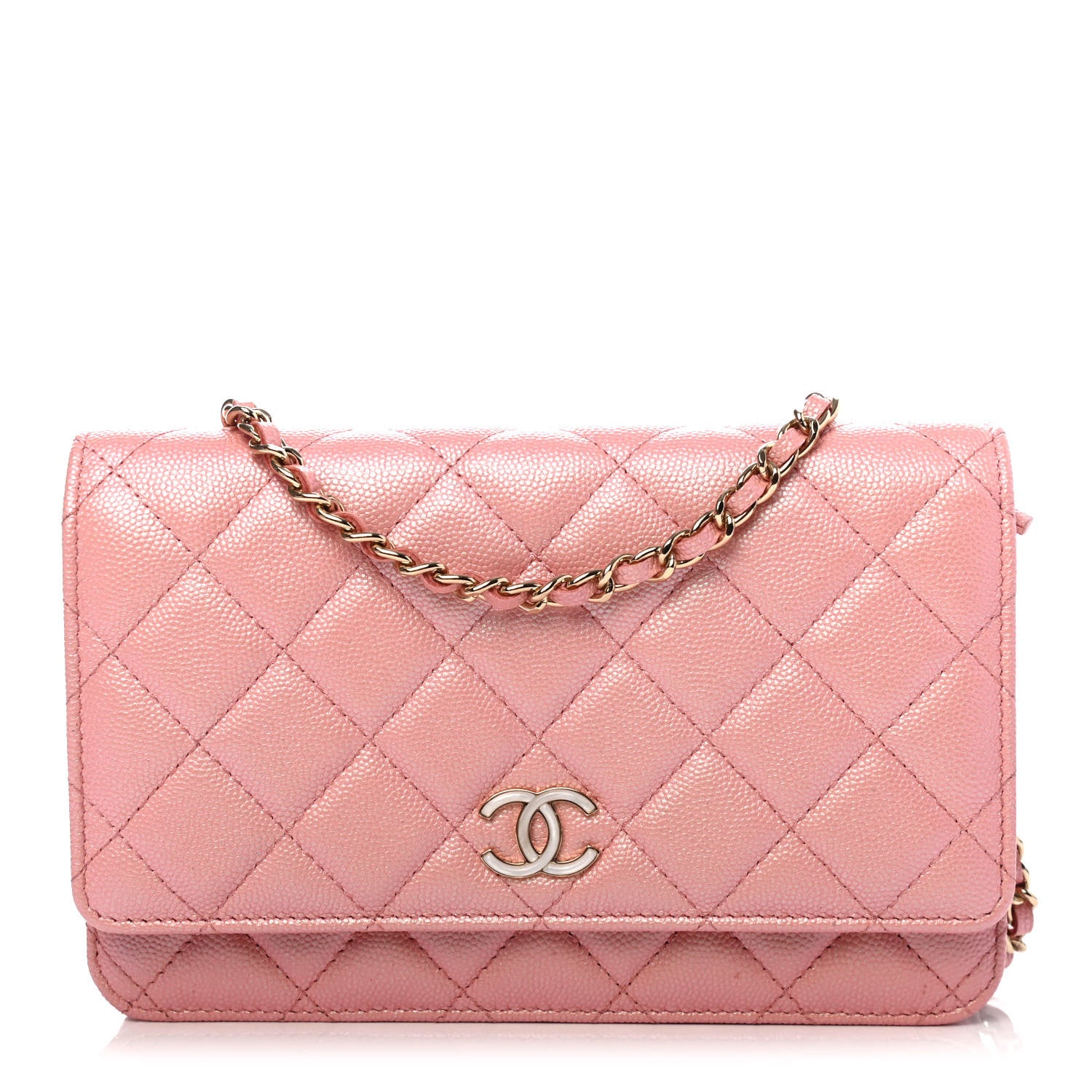 Chanel Iridescent Caviar Quilted Wallet on Chain WOC Rose Pink 1 of 4