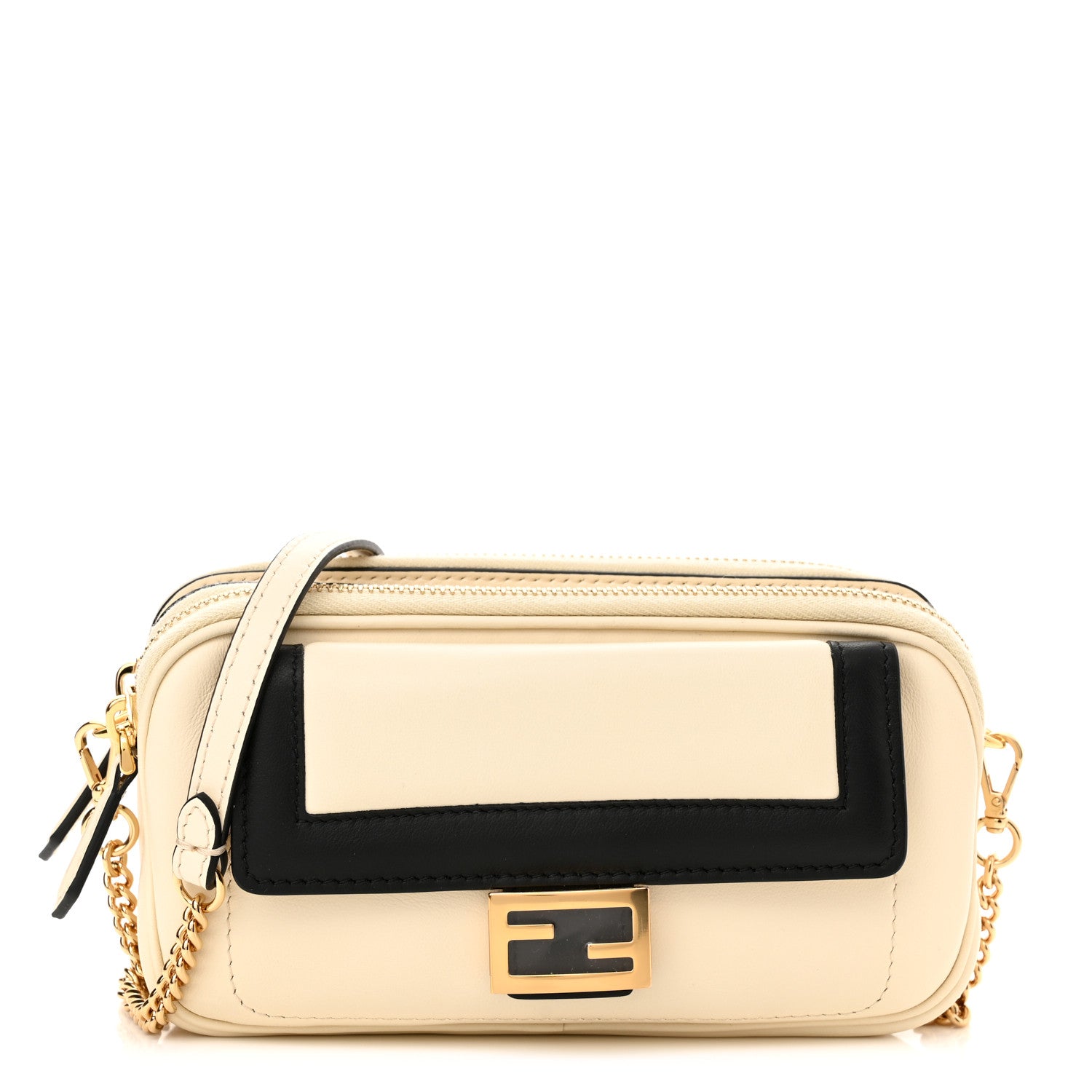 Fendi Vitello Grace Matte Bi-Color Easy Baguette Uovo Black 1 of 13