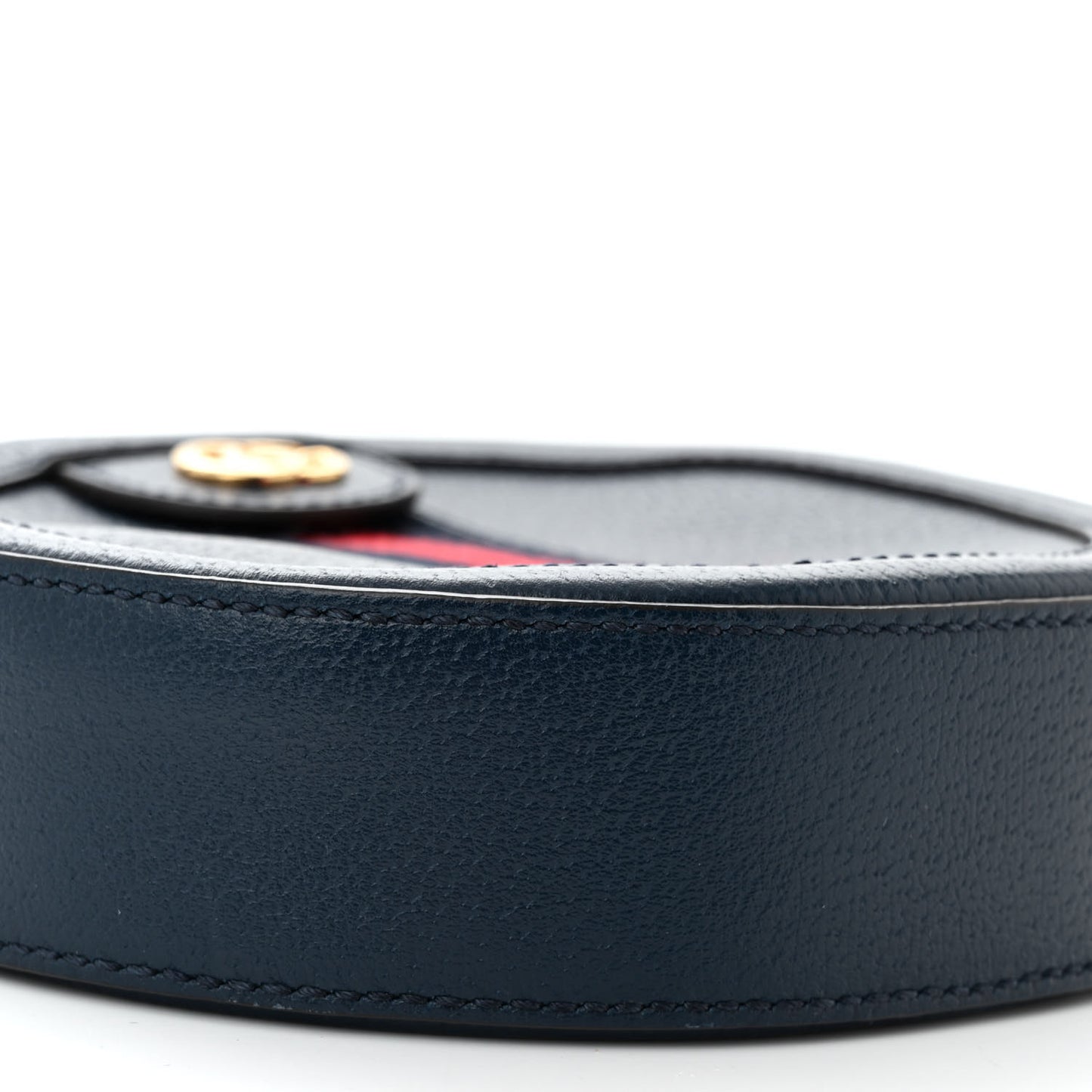 Soft Textured Calfskin Web Mini Ophidia Round Shoulder Bag Blue Agata