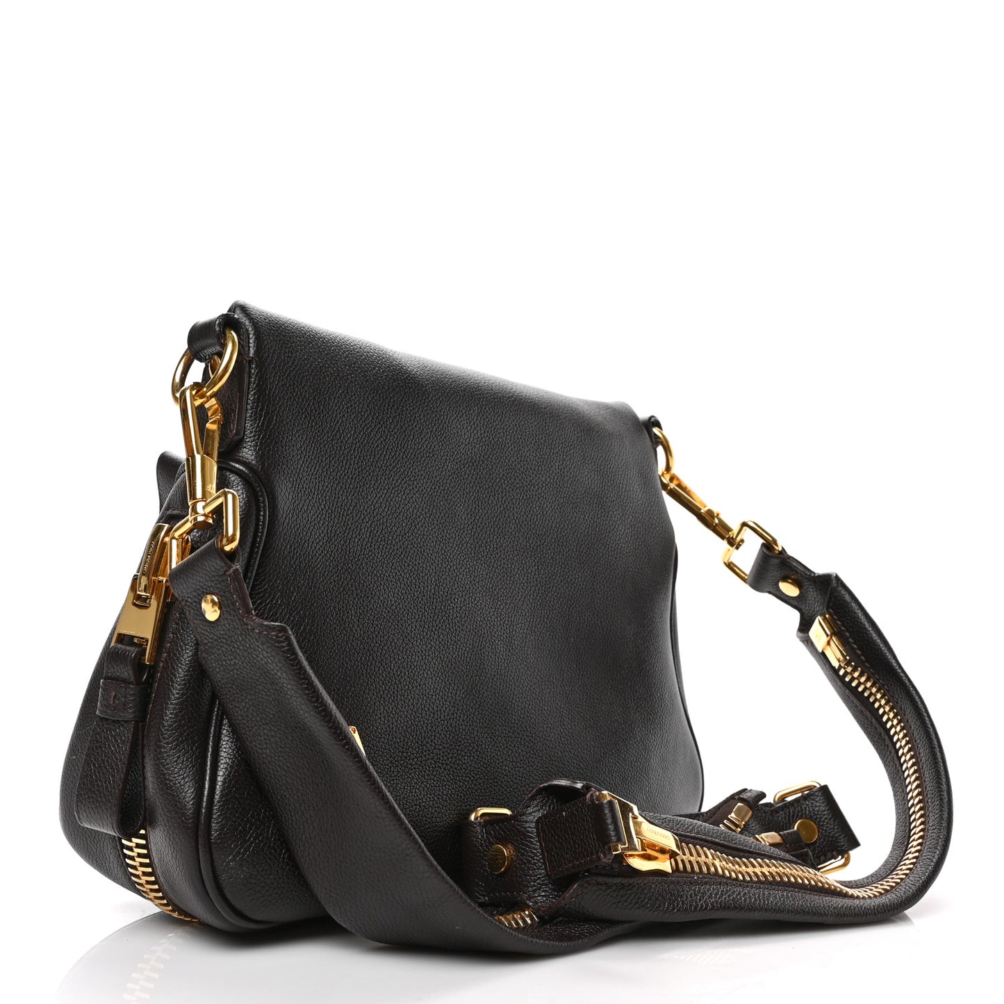 Grained Calfskin Medium Jennifer Crossbody Bag Brown