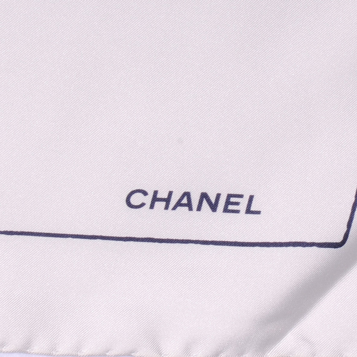 Chanel Silk CC Geometric Square Scarf White Blue Black 3 of 5
