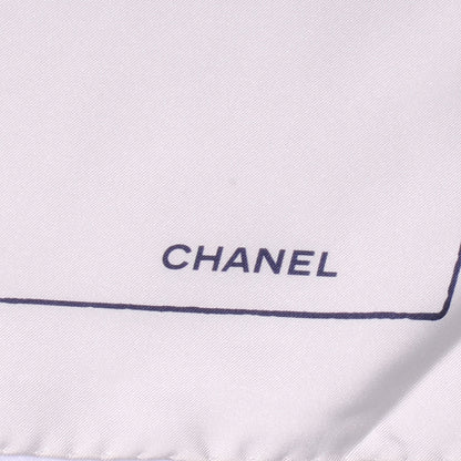 Chanel Silk CC Geometric Square Scarf White Blue Black 3 of 5