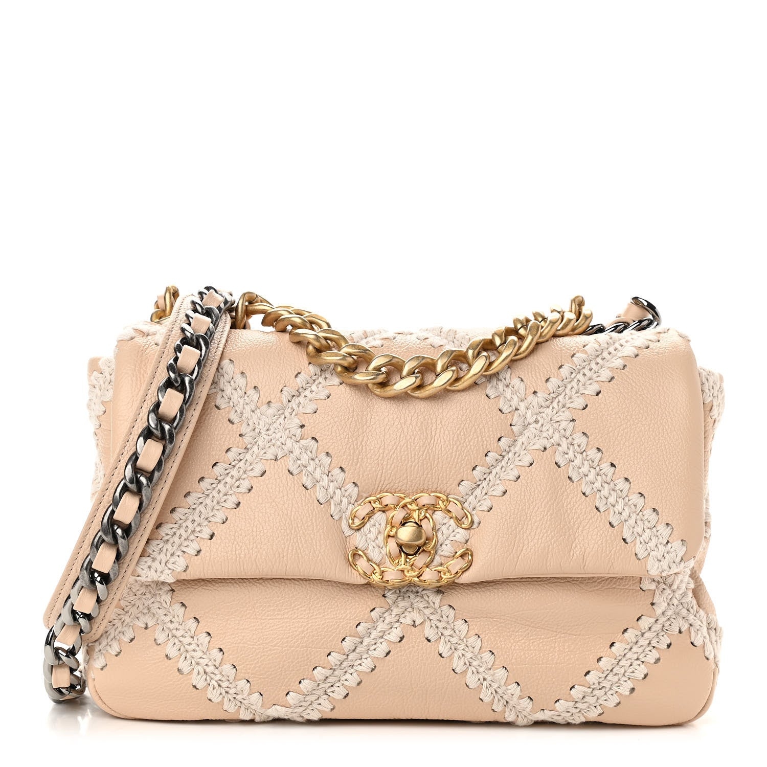 Chanel Calfskin Crochet Medium Chanel 19 Flap Beige 1 of 11