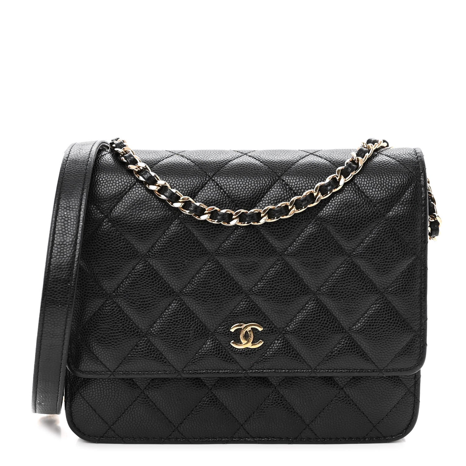 Chanel Caviar Quilted Square Wallet On Chain WOC Black 1 of 13