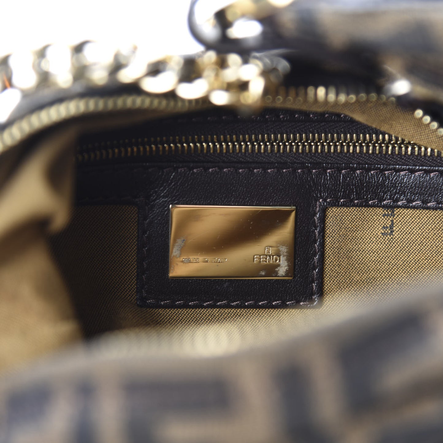 Zucca Small Chef Chain Hobo Tobacco