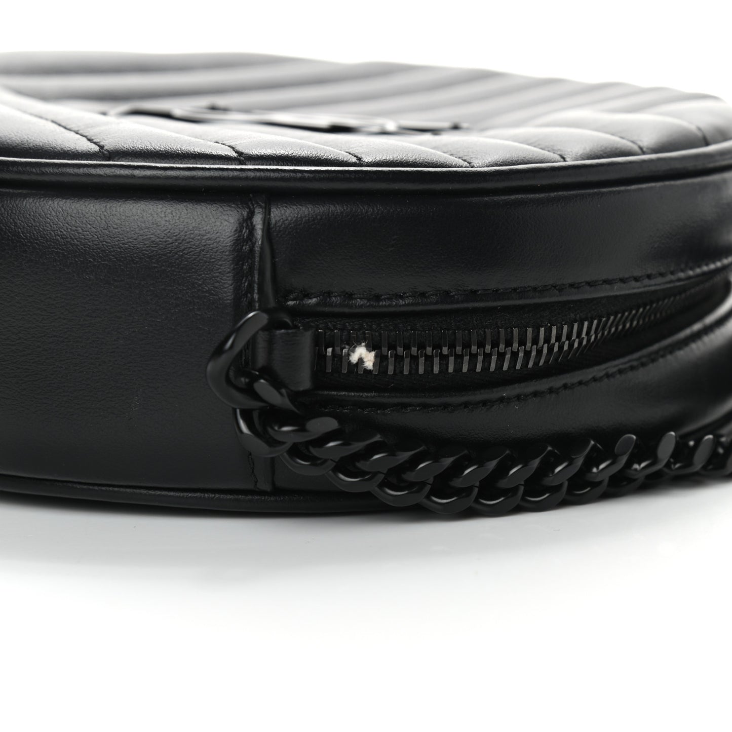 Calfskin Matelasse Chevron Round Vinyle Camera Bag Black