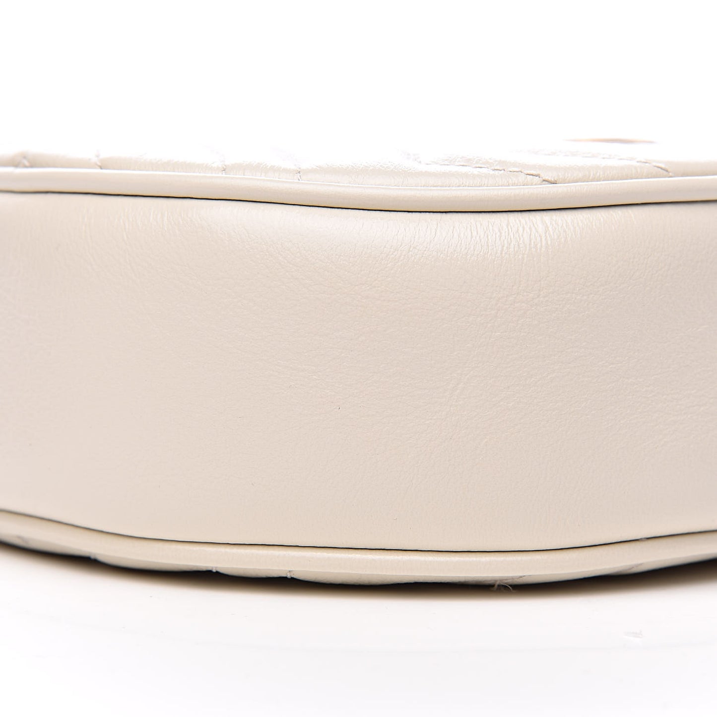 Calfskin Matelasse Mini GG Marmont Round Shoulder Bag White