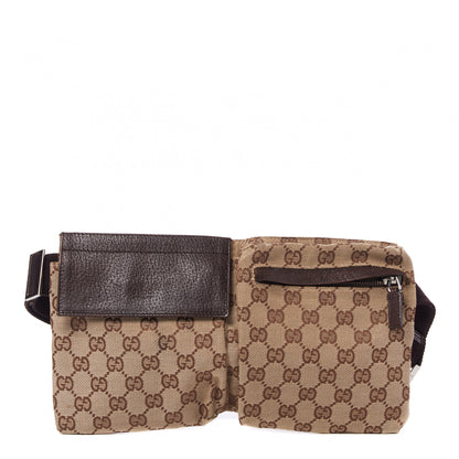 Gucci GG Monogram Double Pocket Belt Bag Dark Brown 1 of 9