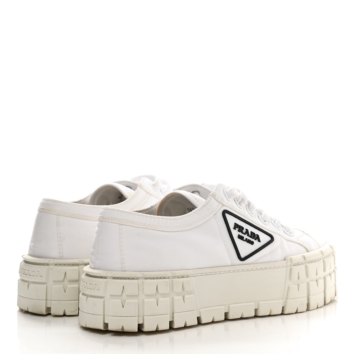 Re-Nylon Gabardine Triangle Logo Double Wheel 50mm Sneakers 36.5 White