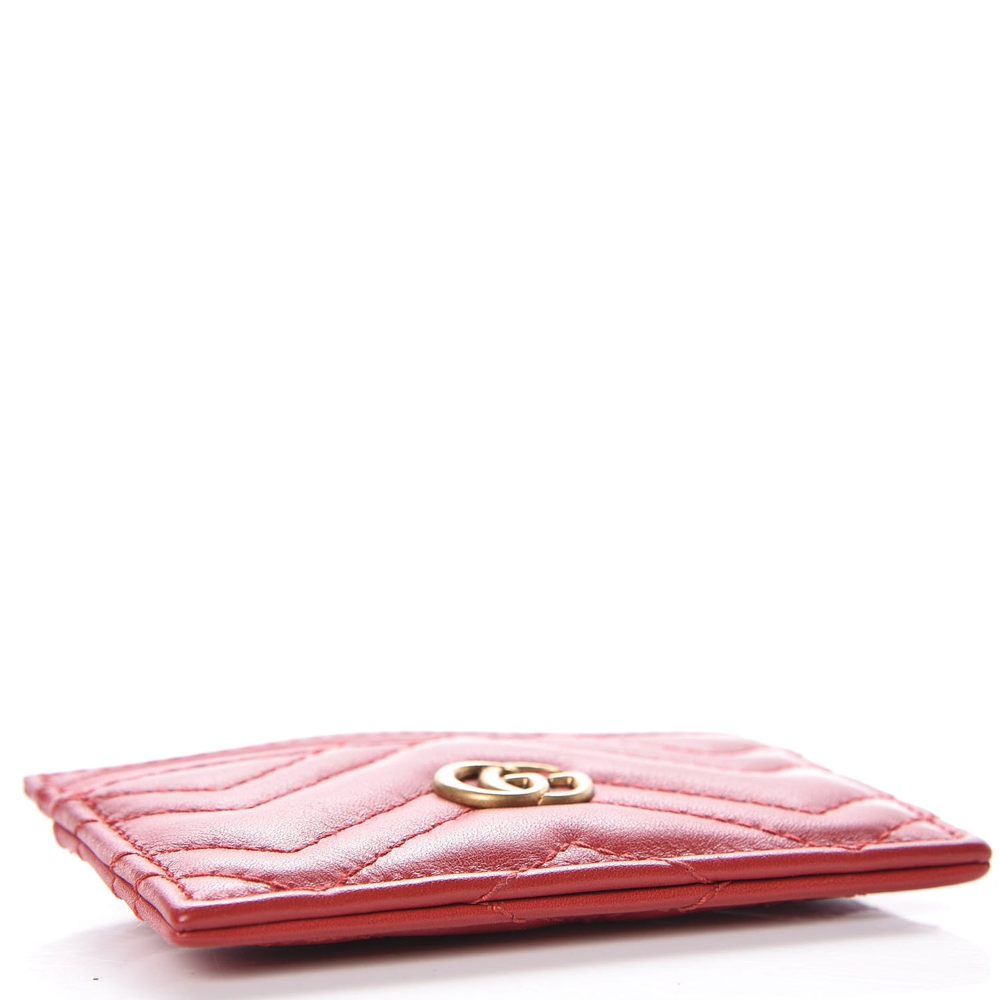 Calfskin Matelasse GG Marmont Card Holder Hibiscus Red