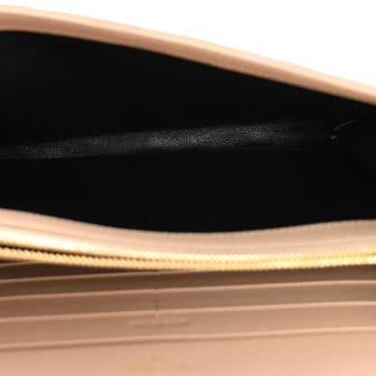 Saint Laurent Grain De Poudre Matelasse Chevron Monogram Chain Wallet Dark Beige 5 of 12