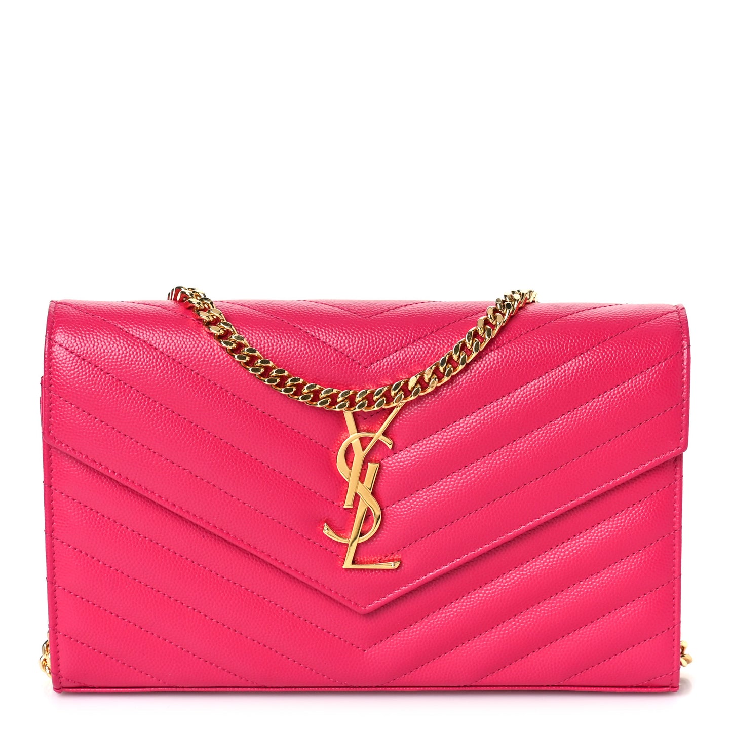 Grain De Poudre Matelasse Chevron Monogram Chain Wallet Bubblegum