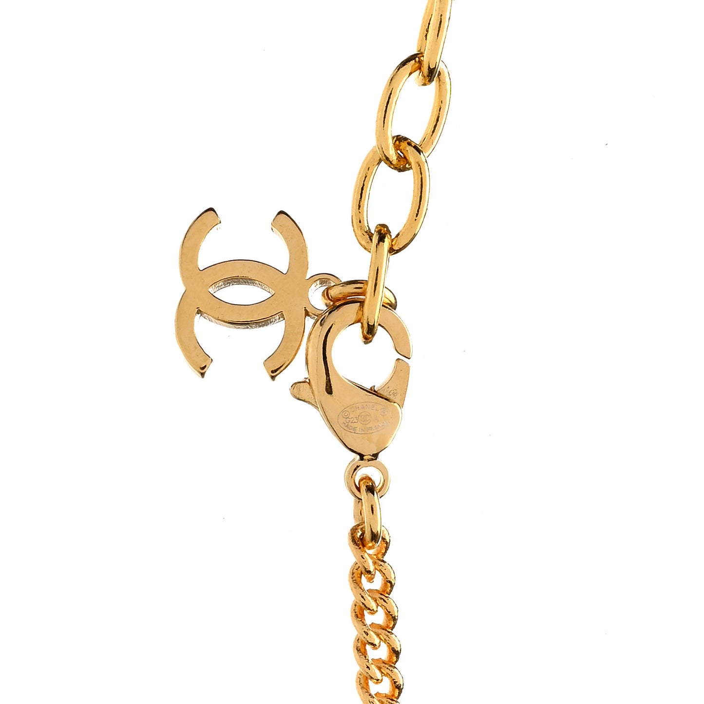 Crystal Pearl CC Africa Pendant Necklace Gold White