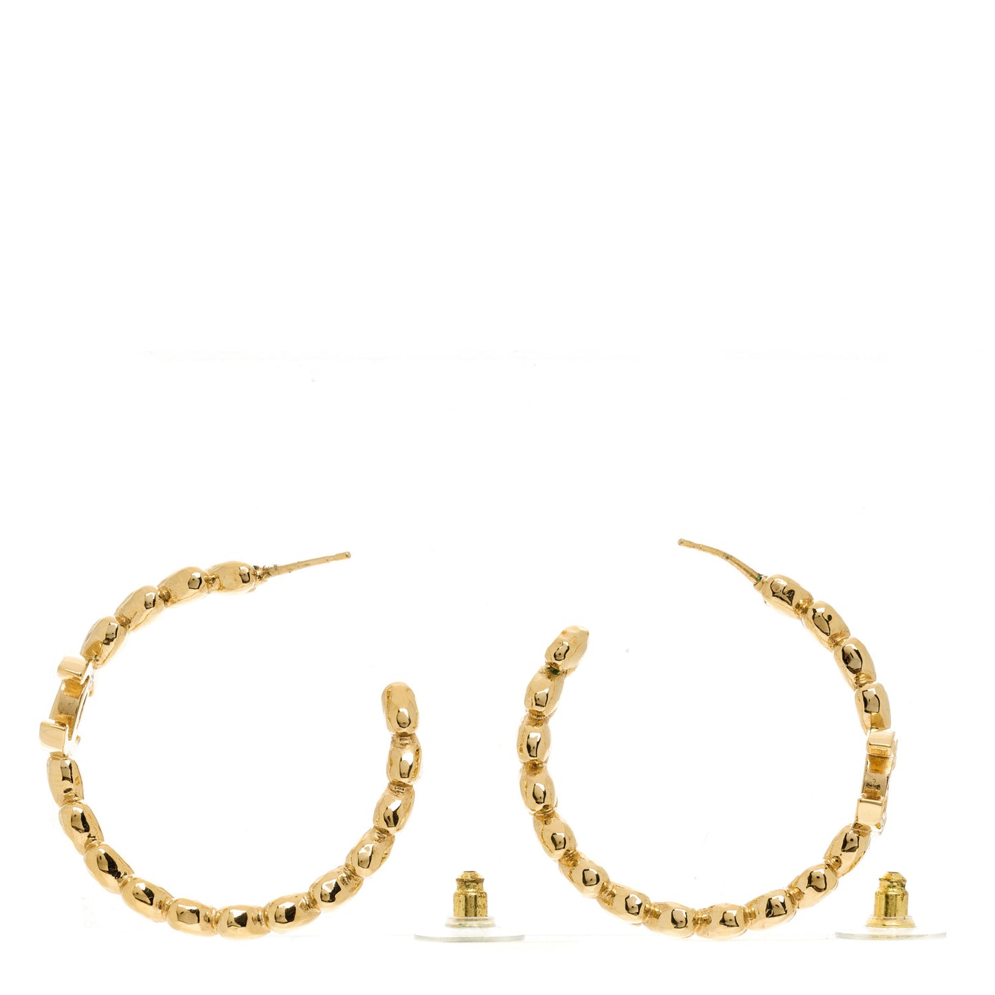 Crystal Heart CC Hoop Earrings Gold