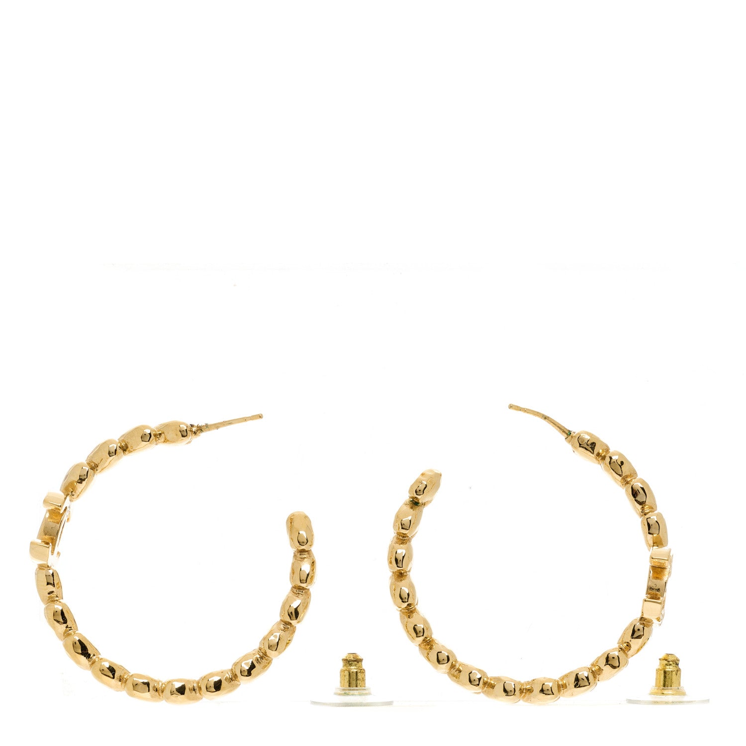 Chanel Crystal Heart CC Hoop Earrings Gold 4 of 5