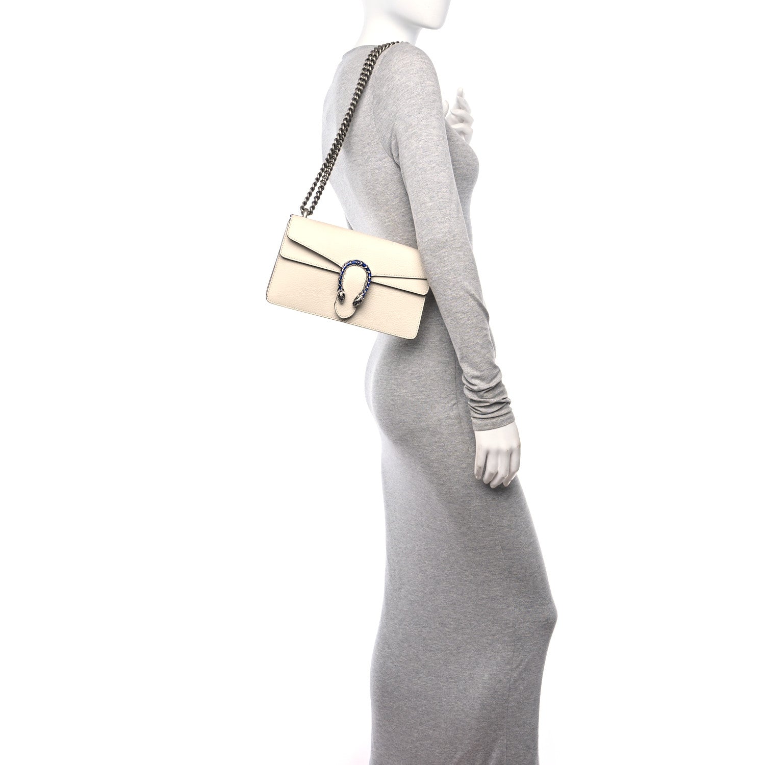 Gucci Dollar Calfskin Enamel Small Dionysus Shoulder Bag Mystic White Electric Blue 2 of 10