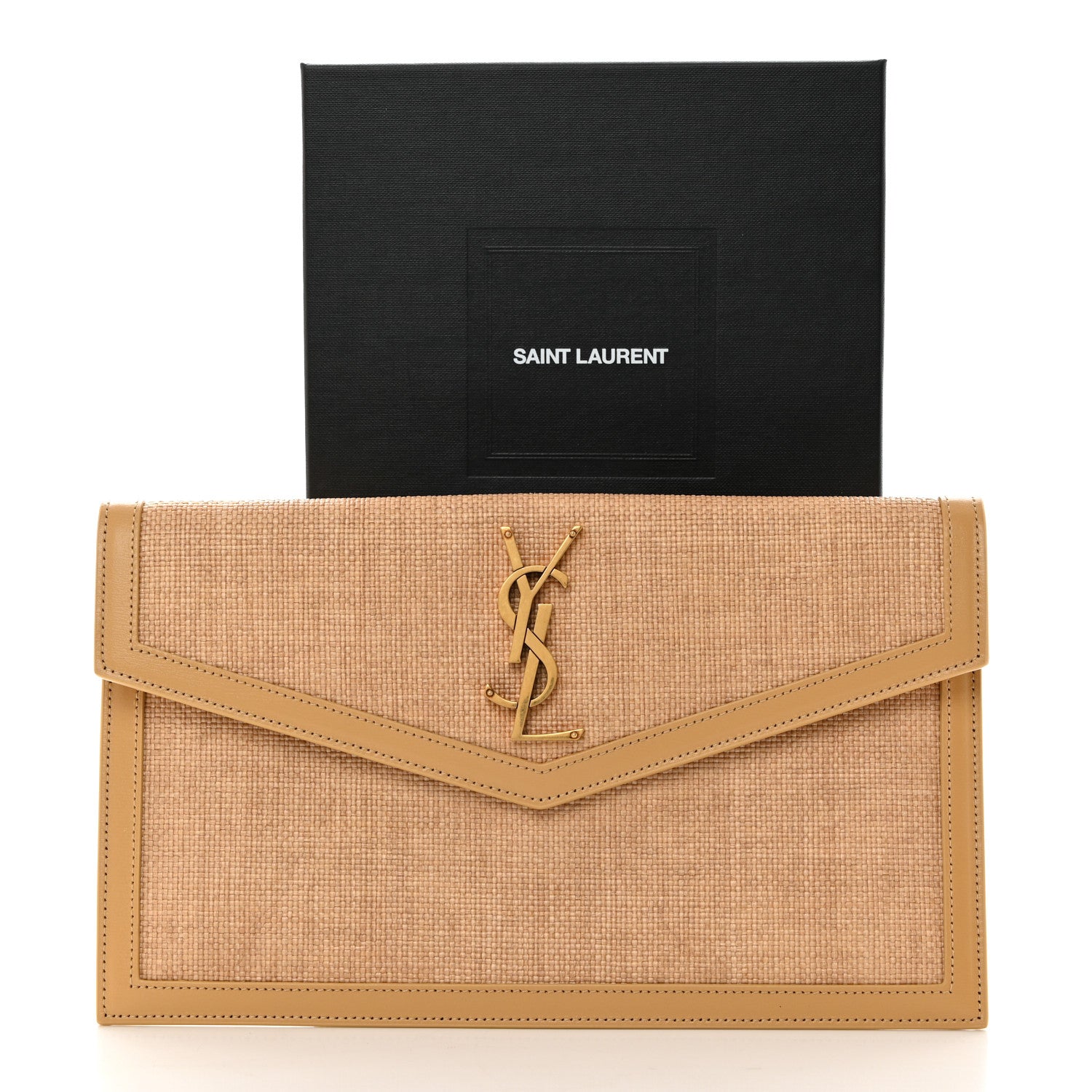 Saint Laurent Micro Raffia Uptown Pouch Natural Hay Blush 8 of 8