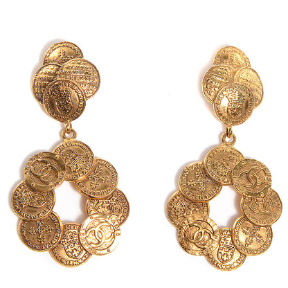 Chanel CC Hammered Round Clip On Earrings Gold 1 of 5
